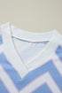 Zigzag Print V Neck Oversized Drop Shoulder Top