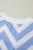Zigzag Print V Neck Oversized Drop Shoulder Top