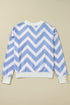 Zigzag Print V Neck Oversized Drop Shoulder Top