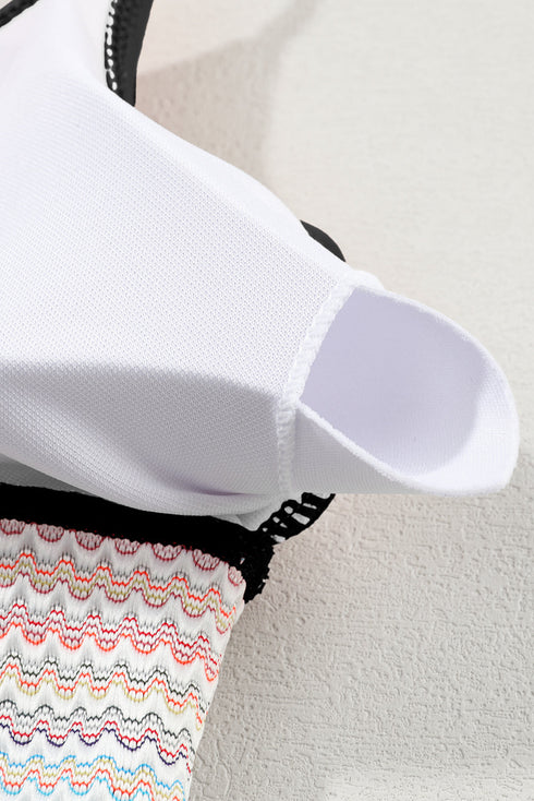 Zigzag Trim Scoop Neck High Waist Bikini Set