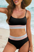 Zigzag Trim Scoop Neck High Waist Bikini Set