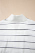 Zip Collar Vertical Stripe Drop Shoulder Long Sleeve Top