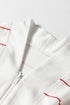Zip Collar Vertical Stripe Drop Shoulder Long Sleeve Top