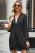 Zip Front Collared Ribbed Patchwork Sweatshirt Mini Dress