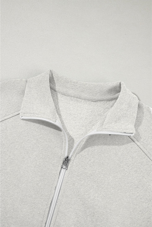 Zip Front Drop Shoulder Track Jacket Drawstring Jogger Pants Activewear Set