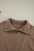Zip Front Geometric Pattern Collared Knit Cardigan
