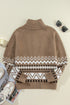 Zip Front Geometric Pattern Collared Knit Cardigan