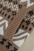 Zip Front Geometric Pattern Collared Knit Cardigan