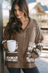 Zip Front Geometric Pattern Collared Knit Cardigan