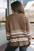 Zip Front Geometric Pattern Collared Knit Cardigan