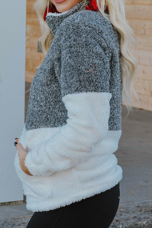 Zip Neck Oversize Fluffy Fleece Pullover