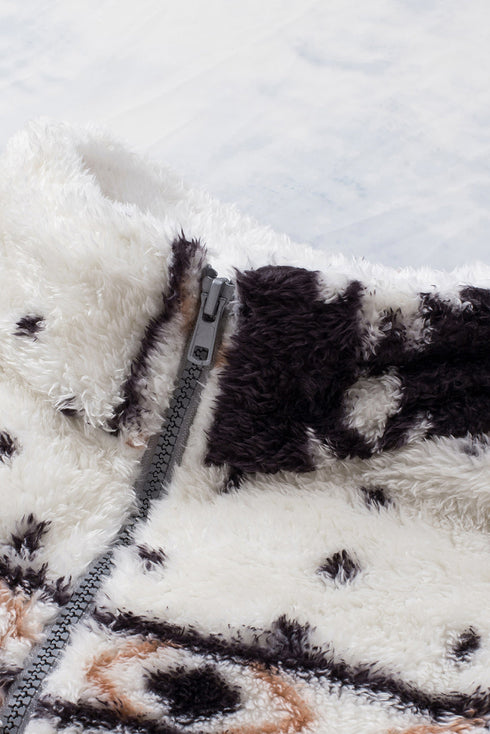 Zip Neck Oversize Fluffy Fleece Pullover