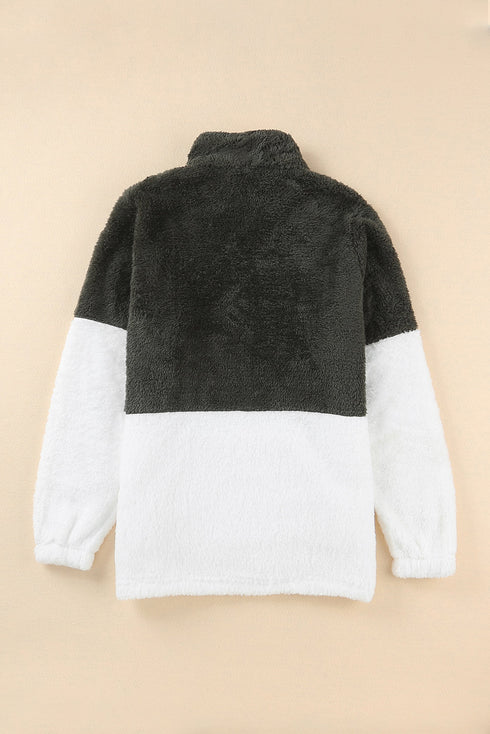 Zip Neck Oversize Fluffy Fleece Pullover
