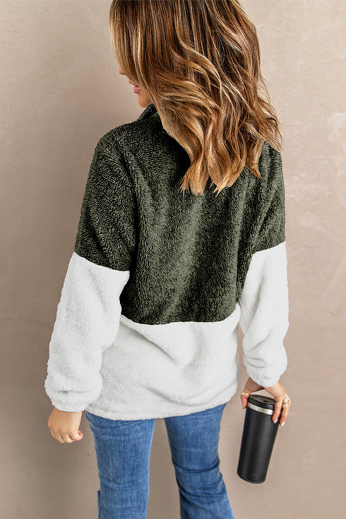Zip Neck Oversize Fluffy Fleece Pullover