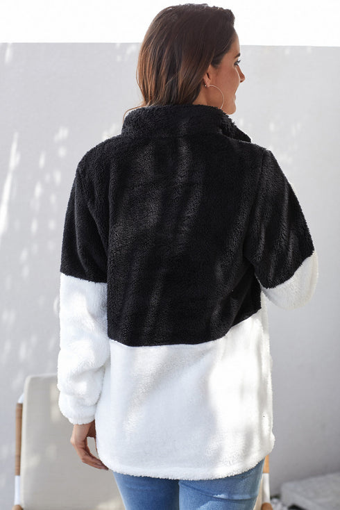 Zip Neck Oversize Fluffy Fleece Pullover