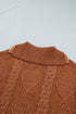 Zip Up Cable Knit Drop Shoulder Sweater Dress