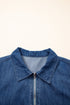Zip Up Collared Short Sleeve Western Denim Mini Dress
