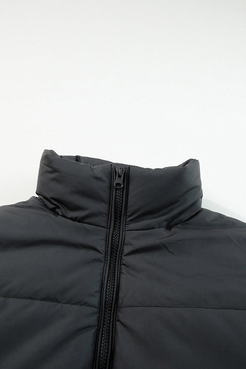 Zip Up Drawstring Hem Puffer Coat