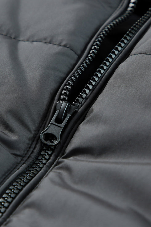 Zip Up Drawstring Hem Puffer Coat