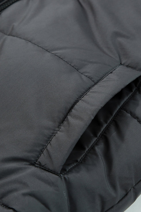 Zip Up Drawstring Hem Puffer Coat