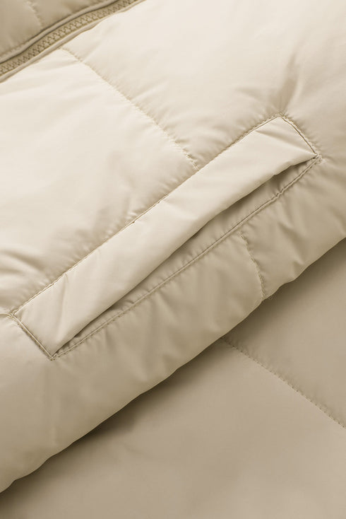 Zip Up Drawstring Hem Puffer Coat