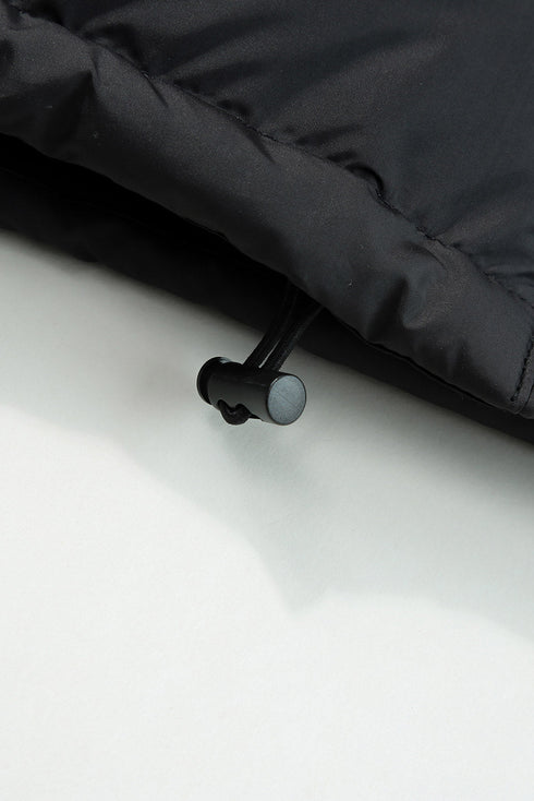 Zip Up Drawstring Hem Puffer Coat