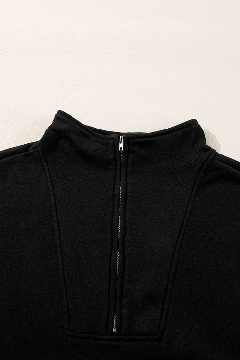 Zip-up Stand Neck Kangaroo Pocket Sweatshirt