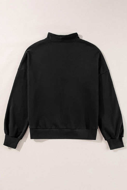 Zip-up Stand Neck Kangaroo Pocket Sweatshirt