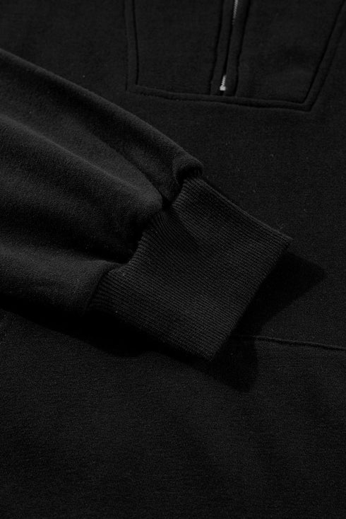 Zip-up Stand Neck Kangaroo Pocket Sweatshirt