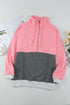 Zipped Colorblock Sweatshirt With Pockets