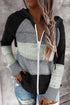 Zipped Front Colorblock Hollow-Out Knit Hoodie