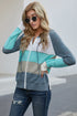 Zipped Front Colorblock Hollow-Out Knit Hoodie