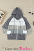 Zipped Front Colorblock Hollow-Out Knit Hoodie