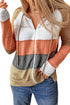 Zipped Front Colorblock Hollow-Out Knit Hoodie