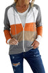 Zipped Front Colorblock Hollow-Out Knit Hoodie