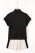 Zipped Stand Collar Detailed Trim T Shirt Short Set