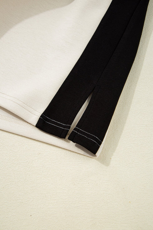 Zipped Stand Collar Detailed Trim T Shirt Short Set
