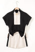 Zipped Stand Collar Detailed Trim T Shirt Short Set