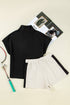 Zipped Stand Collar Detailed Trim T Shirt Short Set