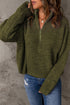 Zipped Turtleneck Drop Shoulder Knit Sweater