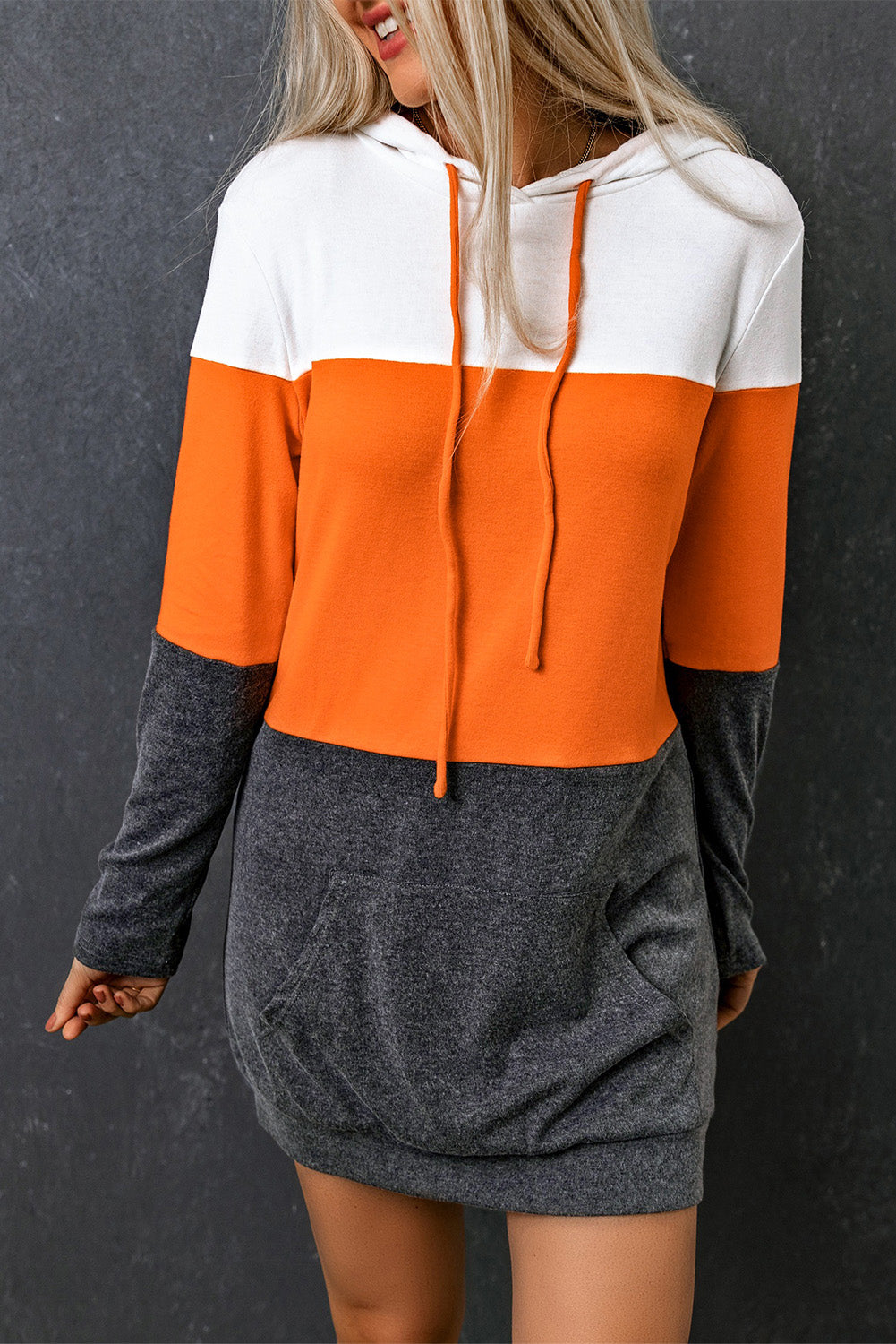 Dress Hooded - Gray Colorblock Sunny Pocket Angela Kangaroo