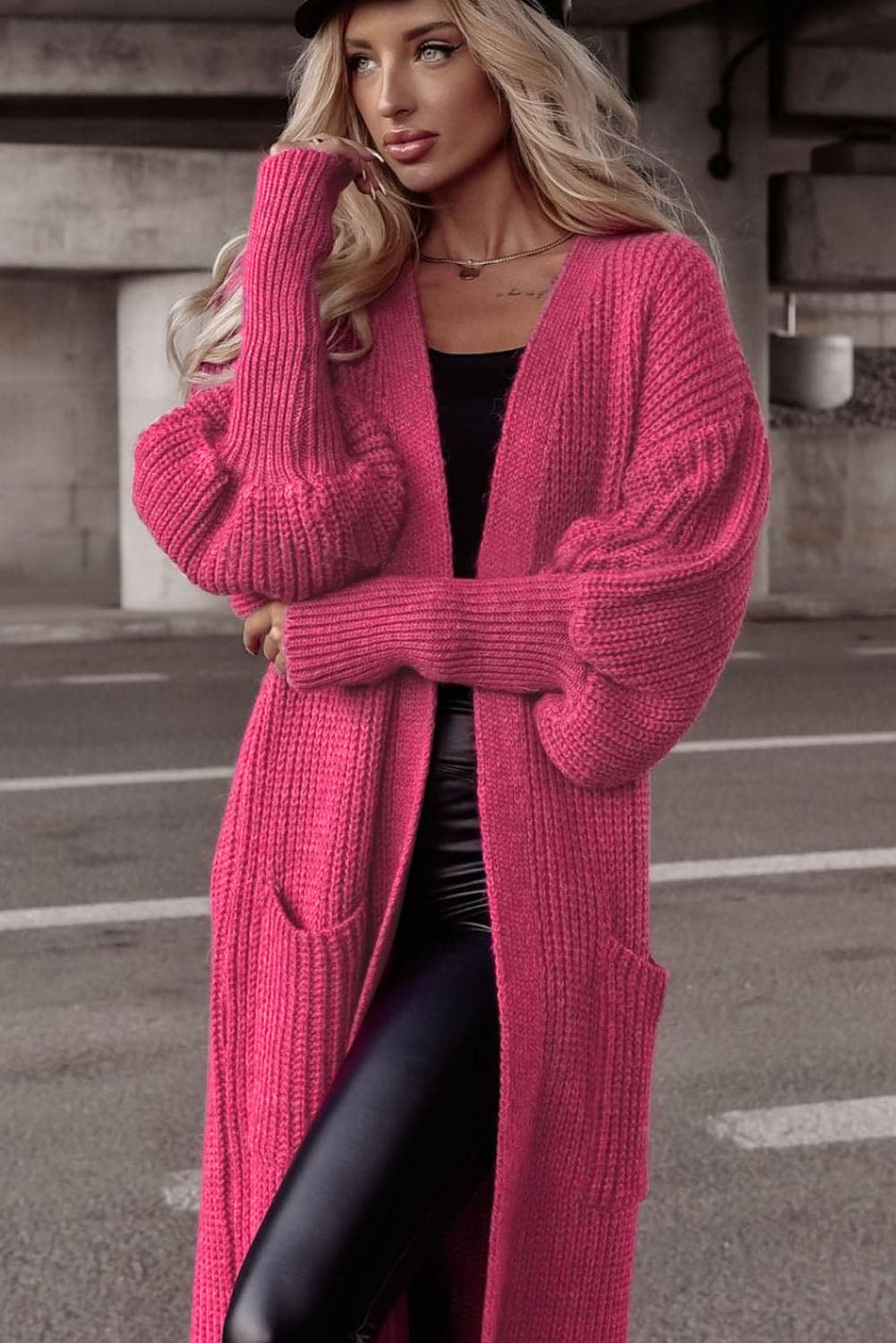 Pink bubble sleeve outlet cardigan